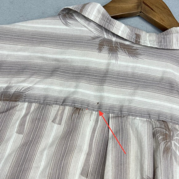Vintage Palmwave Hawaii 2XL Mens‎ Striped Palm Tree Print Button Up Camp Shirt - Picture 5 of 7